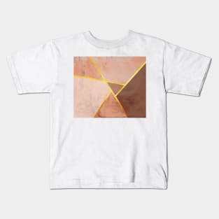 Geometric marble print, color blocking brown Kids T-Shirt